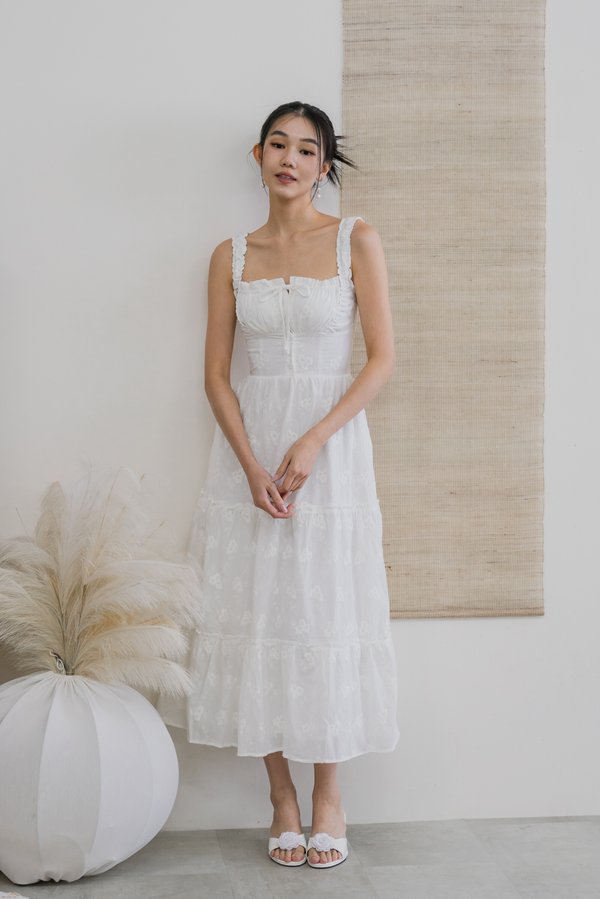Aliana Crochet Padded Dress (White) Aliana Crochet Padded Dress (White)