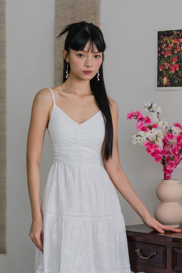 Adeline Cotton Eyelet Dress (White)