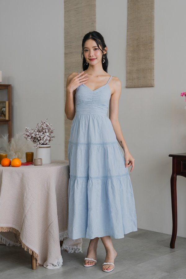 Adeline Cotton Eyelet Dress (Soft Blue)