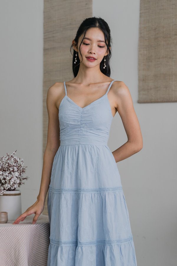 Adeline Cotton Eyelet Dress (Soft Blue)
