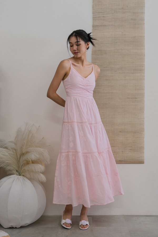 Adeline Cotton Eyelet Dress (Soft Pink)