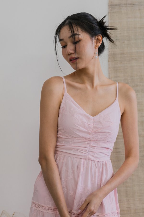 Adeline Cotton Eyelet Dress (Soft Pink)