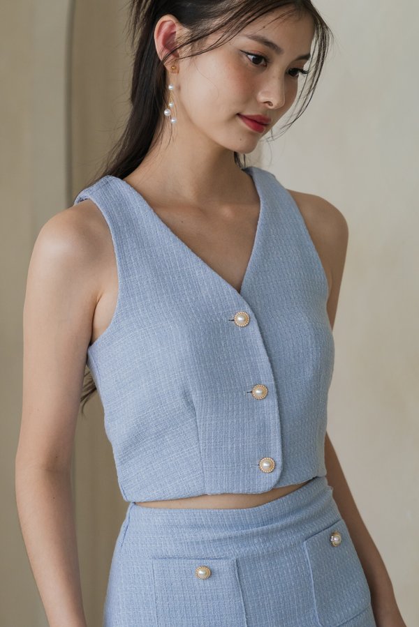 Denise Tweed Top (Blue)