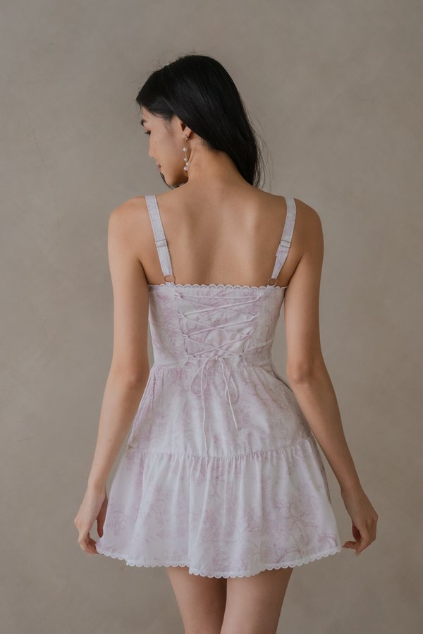 Seona Lace Padded Romper Dress (French x Pink)