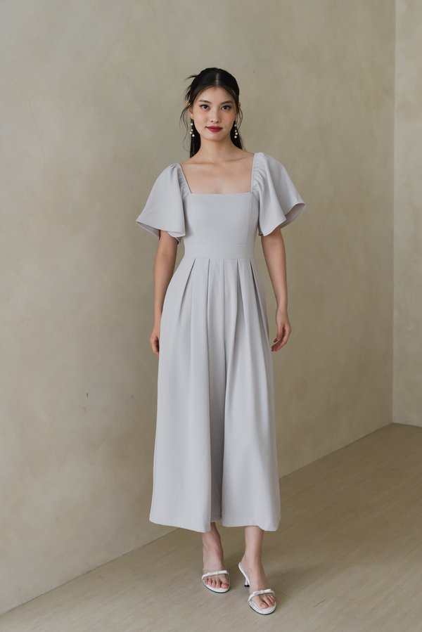 [SLEEVED] Lazie Pleated Jumpsuit (Ice Grey)