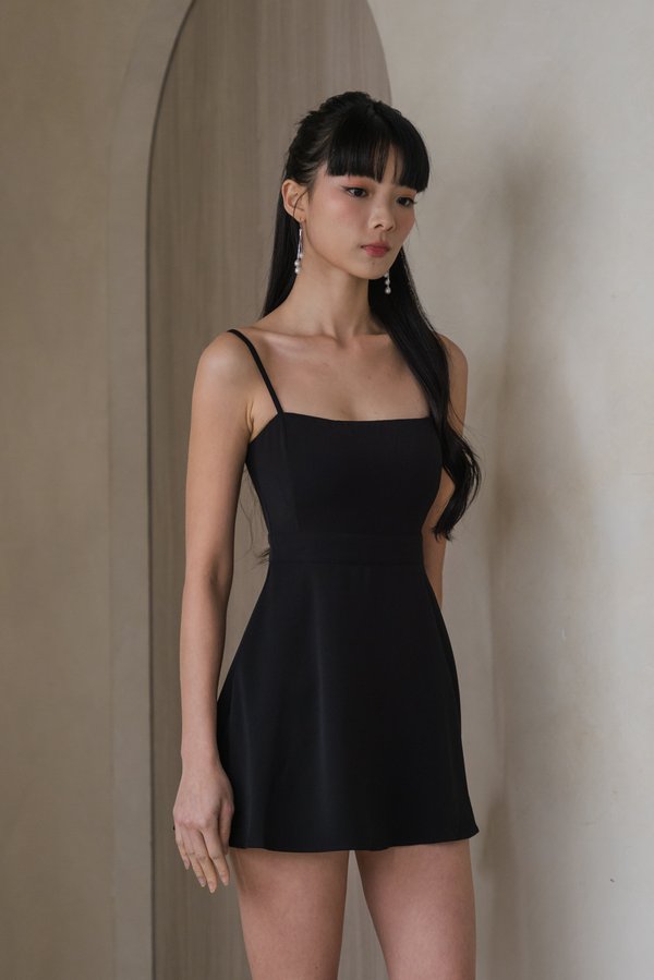 Lazette Romper Dress (Black)