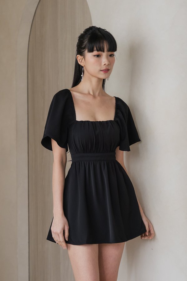 [SLEEVED] Laziel Ruch Romper Dress (Black)