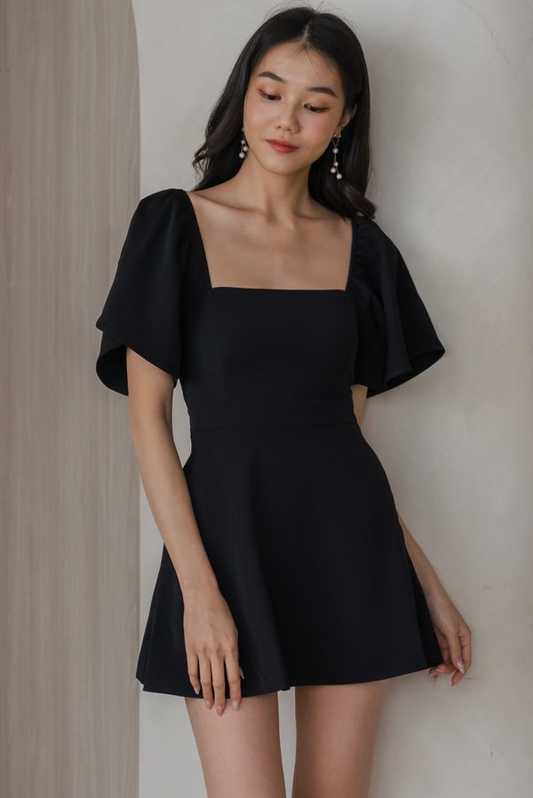 [SLEEVED] Lazette Romper Dress (Black)