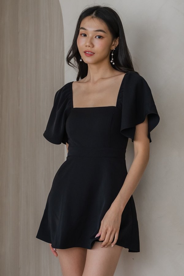 [SLEEVED] Lazette Romper Dress (Black)