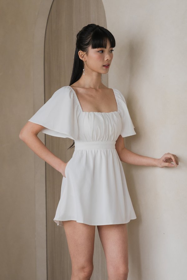 [SLEEVED] Laziel Ruch Romper Dress (White)