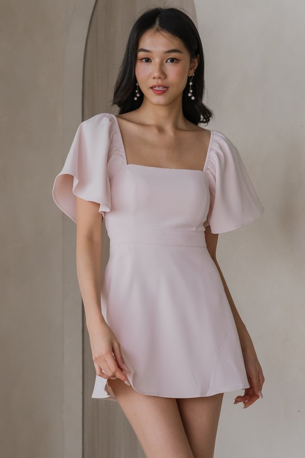 [SLEEVED] Lazette Romper Dress (Baby Pink)