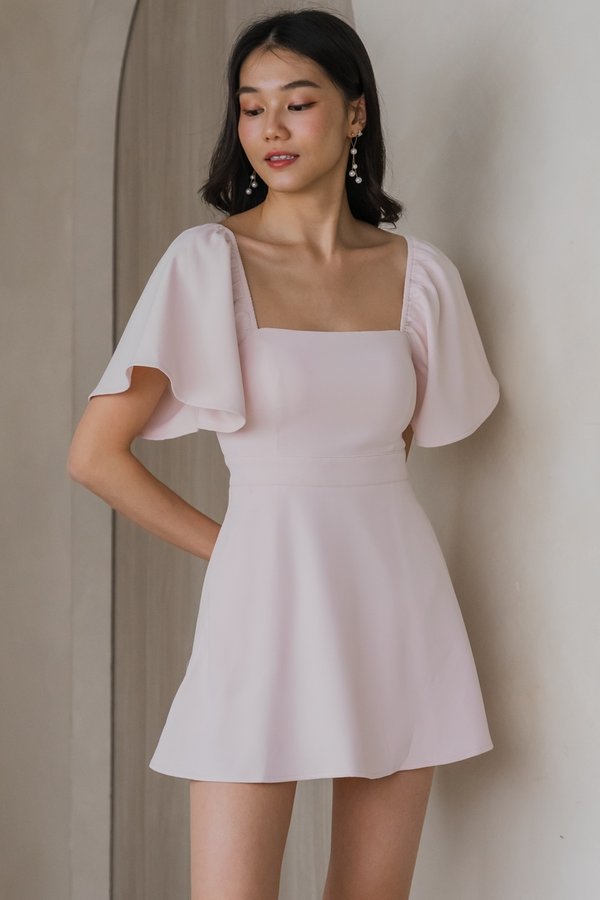 [SLEEVED] Lazette Romper Dress (Baby Pink)