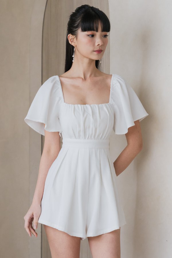 [SLEEVED] Laziel Ruch Pleated Romper (White)