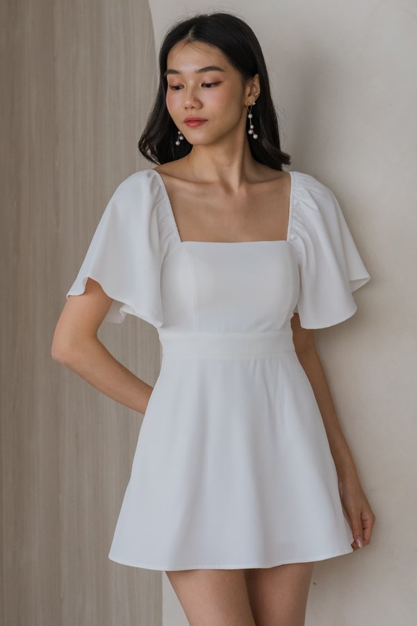 [SLEEVED] Lazette Romper Dress (White)