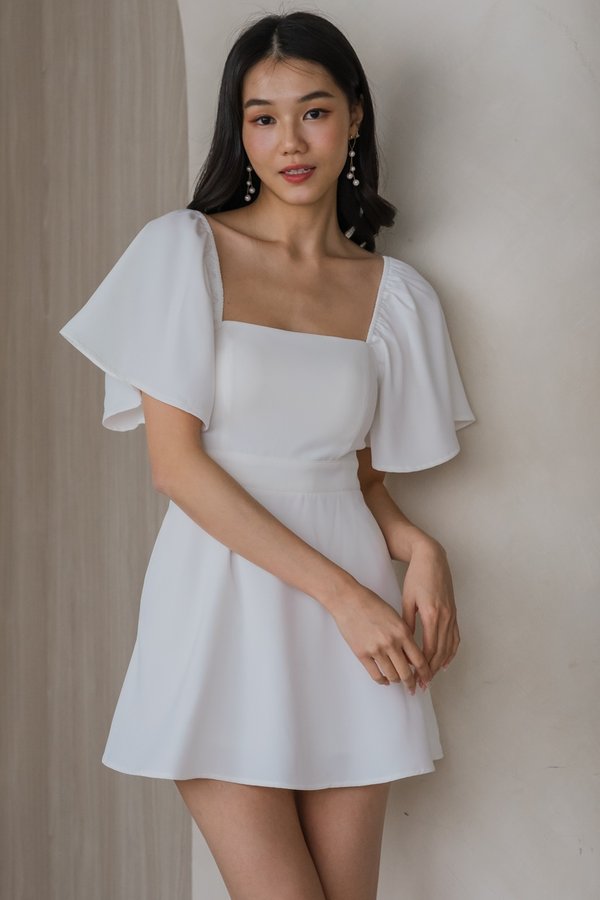 [SLEEVED] Lazette Romper Dress (White)