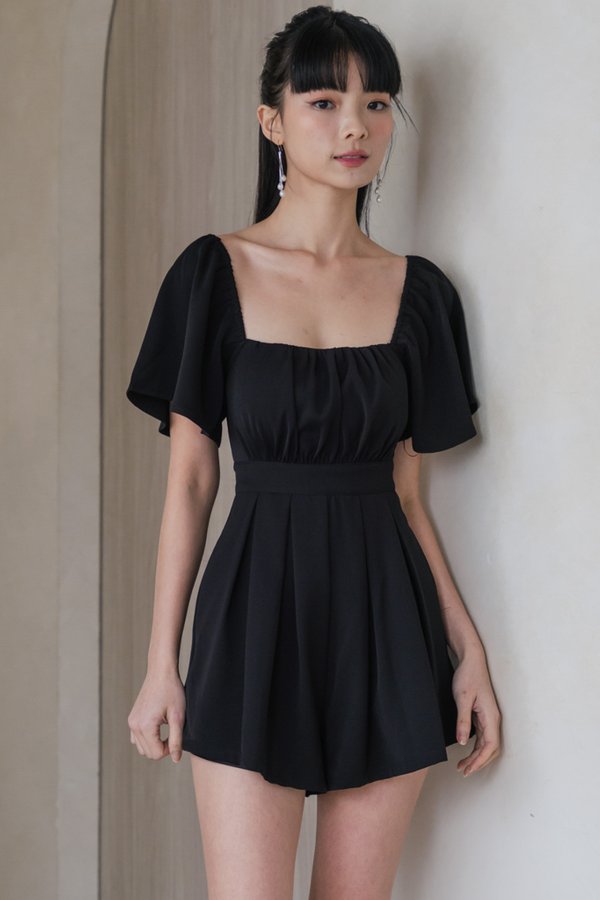 [SLEEVED] Laziel Ruch Pleated Romper (Black)