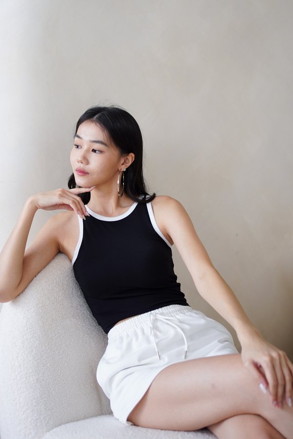 Deena Racer Top (Black/White Outline) Deena Racer Top (Black/White Outline)