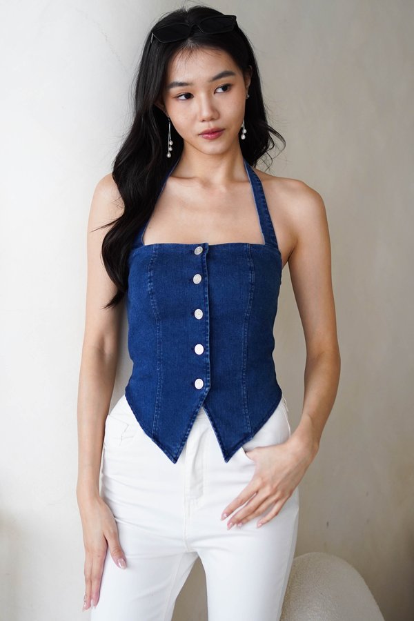 Leona Halter Denim Top (Dark Wash) Leona Halter Denim Top (Dark Wash)