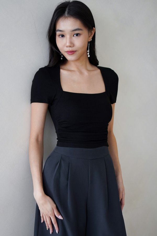 *Lite* Gianna Padded Ruched Top (Black) *Lite* Gianna Padded Ruched Top (Black)