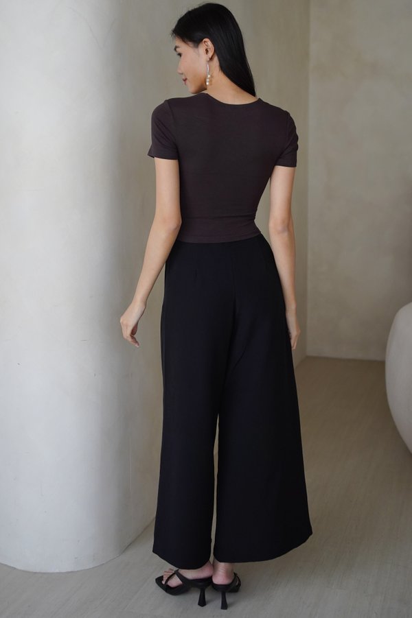 *Lite* Gianna Padded Ruched Top (Espresso Grey)