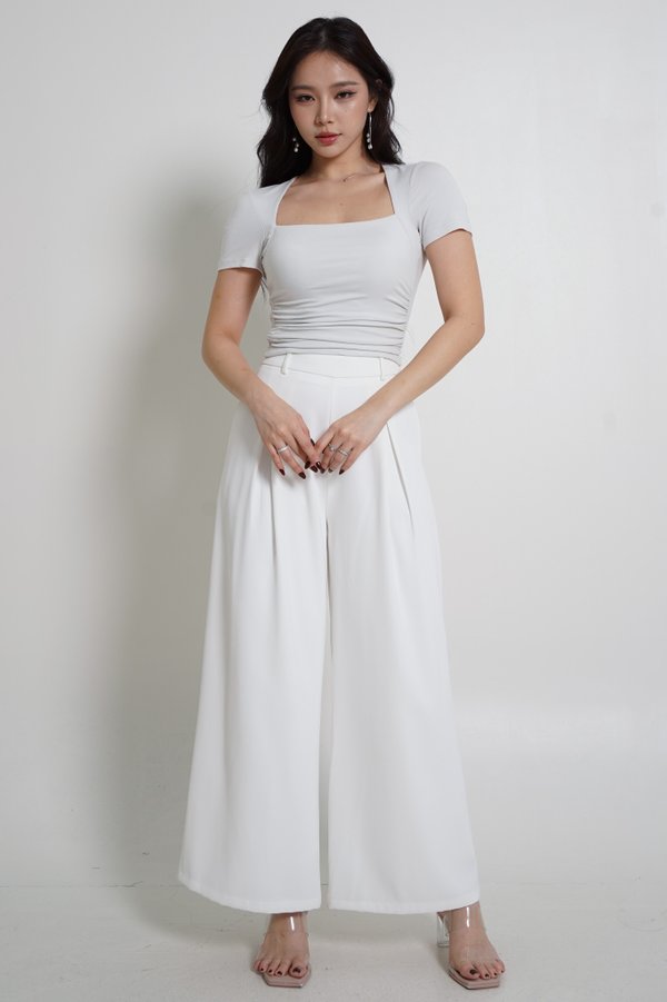 *Lite* Gianna Padded Ruched Top (Blue Grey)