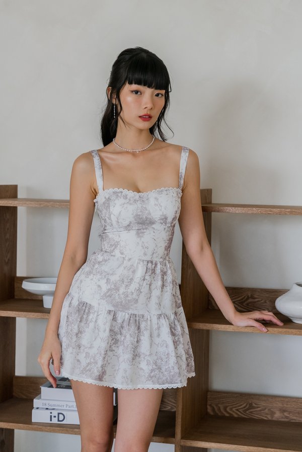 Seona Lace Padded Romper Dress (Lierre x Latte)
