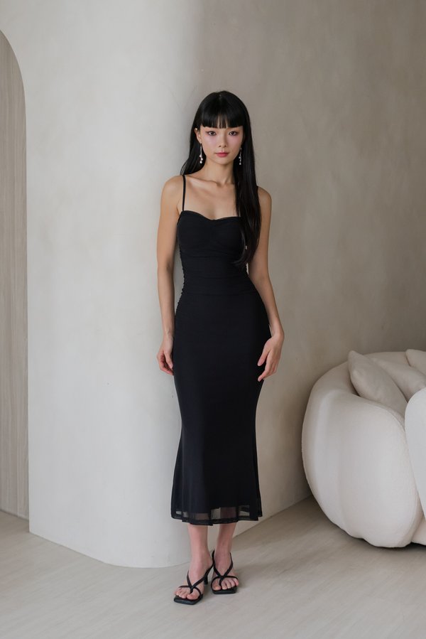 Saphie Sweetheart Mesh Padded Dress (Black)