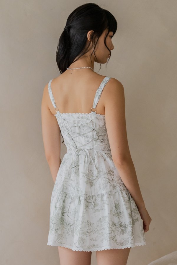 Seona Lace Padded Romper Dress (French x Jade)