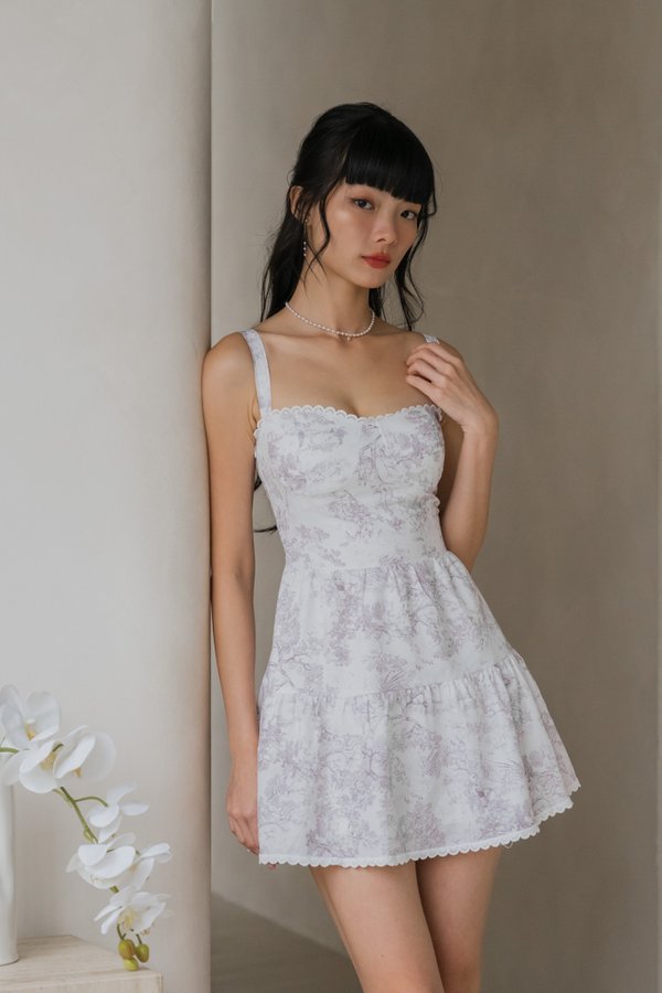 Seona Lace Padded Romper Dress (French x Light Taupe)