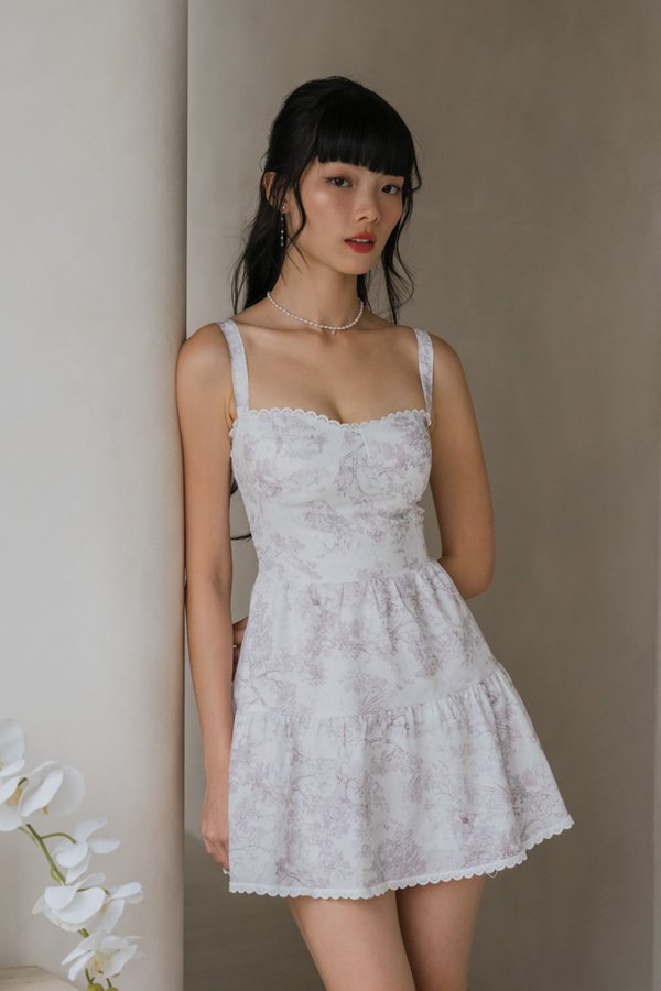 Seona Lace Padded Romper Dress (French x Light Taupe)