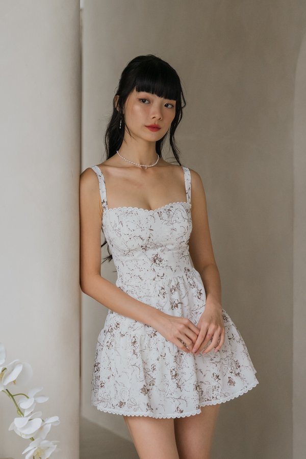 Seona Lace Padded Romper Dress (Monet x Chocolate) Seona Lace Padded Romper Dress (Monet x Chocolate)