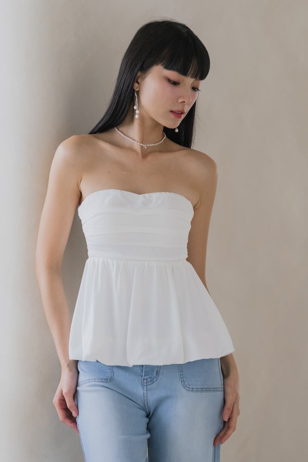 Lola Bubble Ruch Padded Top (White)
