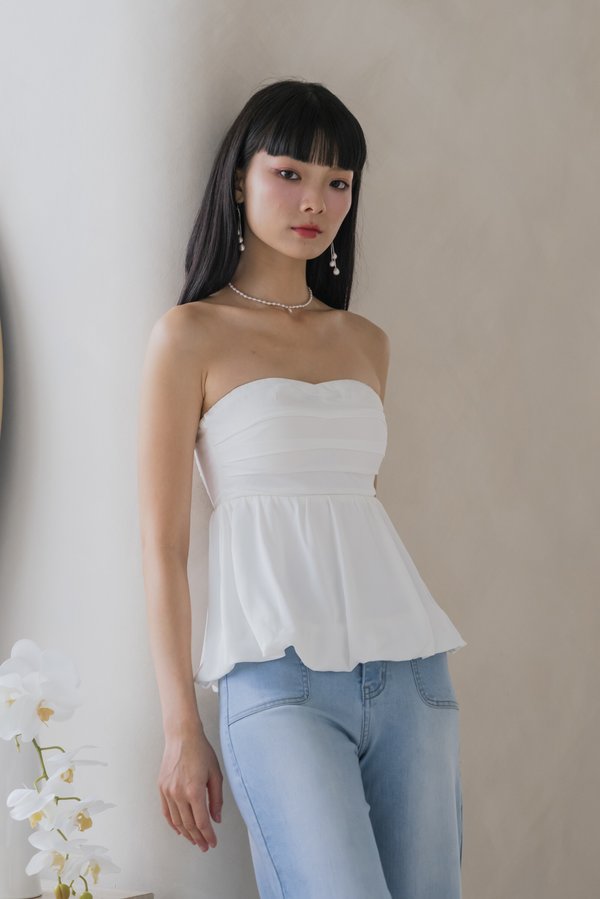 Lola Bubble Ruch Padded Top (White)