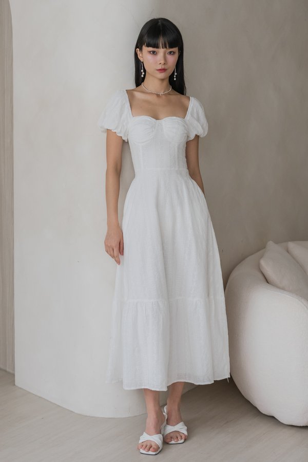 Lucille Bustier Eyelet Padded Dress (White)