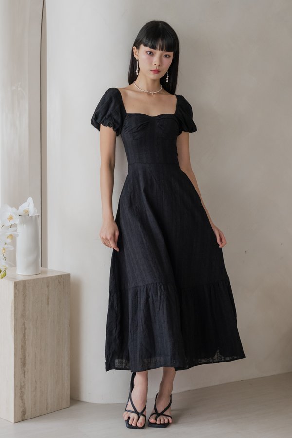 Lucille Bustier Eyelet Padded Dress (Black)