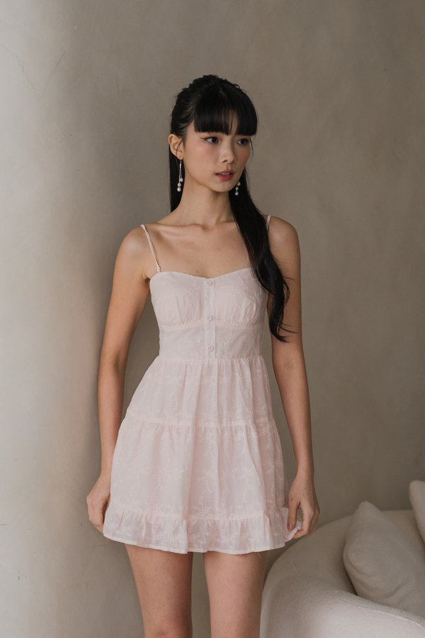 Avery Cotton Eyelet Romper Dress (Pink)