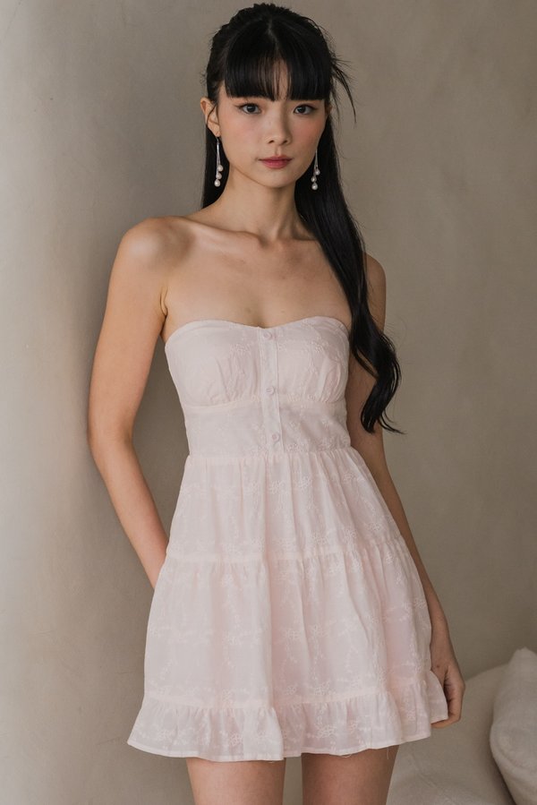 Avery Cotton Eyelet Romper Dress (Pink)