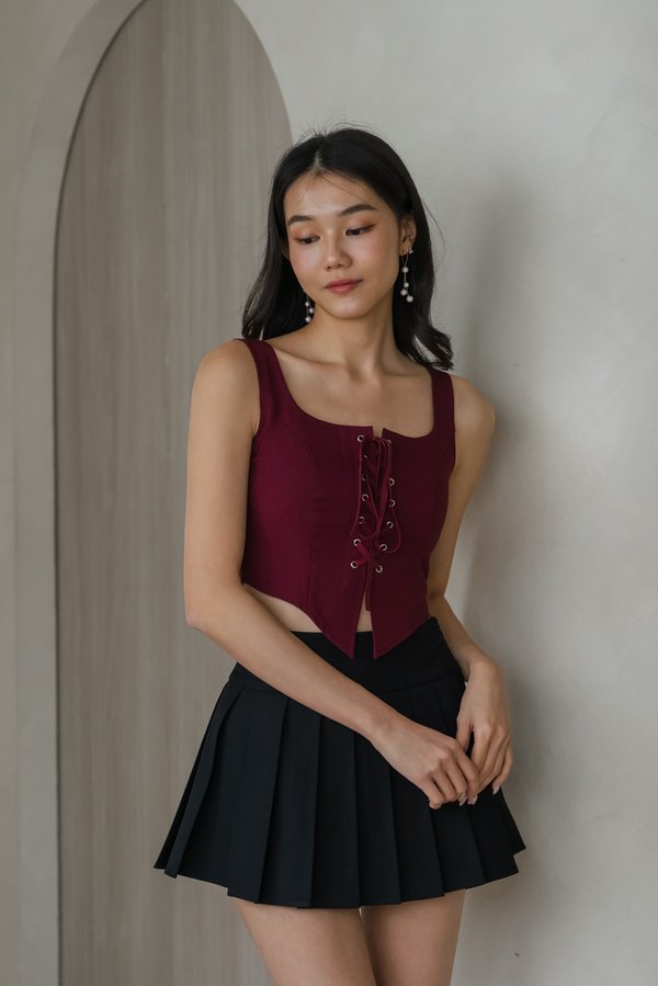 Vivienne Tie String Padded Top (Maroon)
