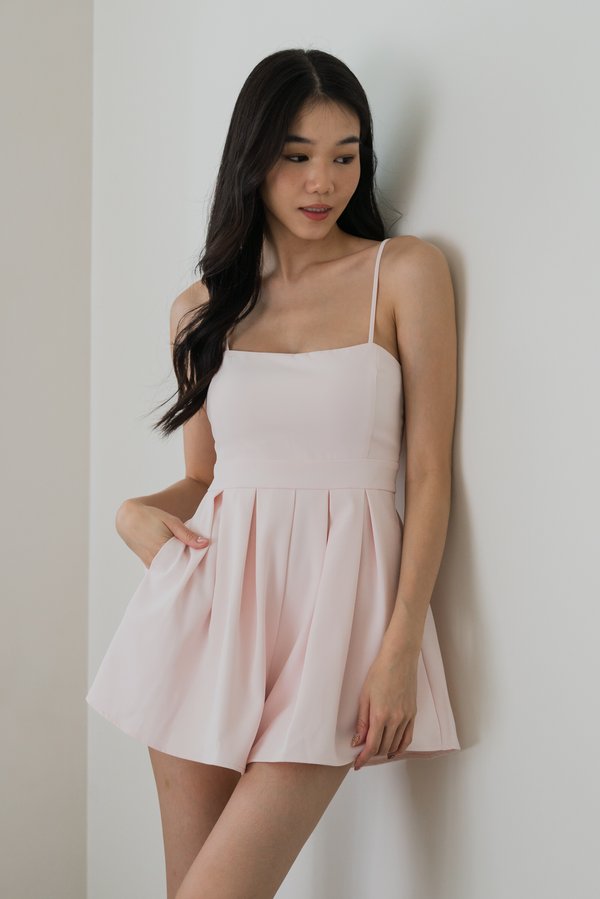 Lazier Pleated Romper (Baby Pink/BackZip) Lazier Pleated Romper (Baby Pink/BackZip)