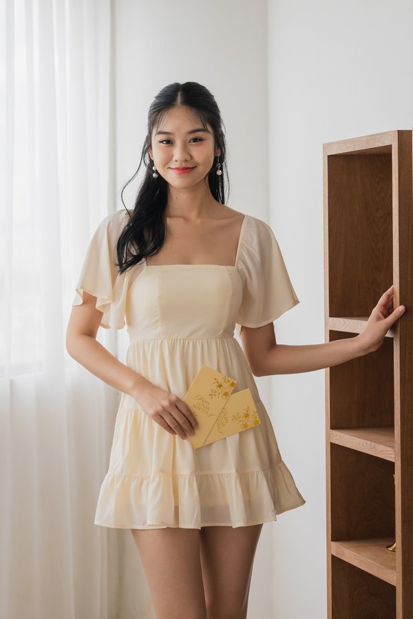 [SLEEVED] Kaelyn Padded Tier Romper Dress (Daffodil)