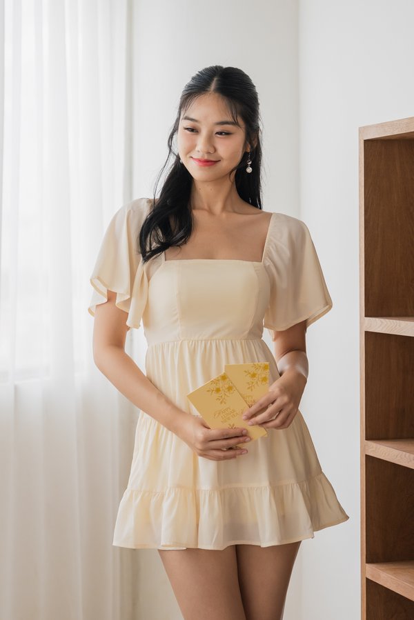 [SLEEVED] Kaelyn Padded Tier Romper Dress (Daffodil)