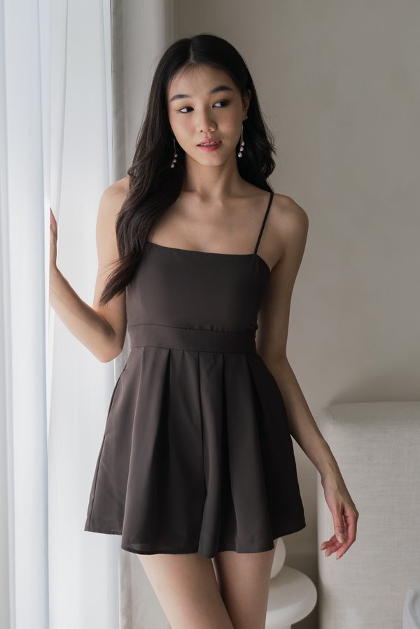 Lazier Pleated Romper (Espresso Grey/Backzip)