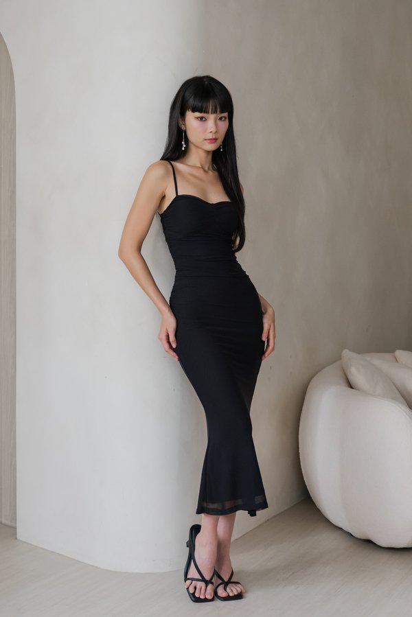 Saphie Sweetheart Mesh Padded Dress (Black)