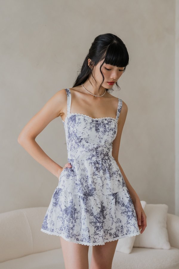 Seona Lace Padded Romper Dress (Lierre x Ebony Blue)