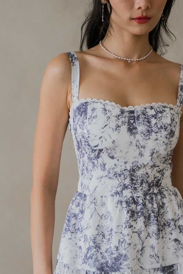 Seona Lace Padded Romper Dress (Lierre x Ebony Blue)