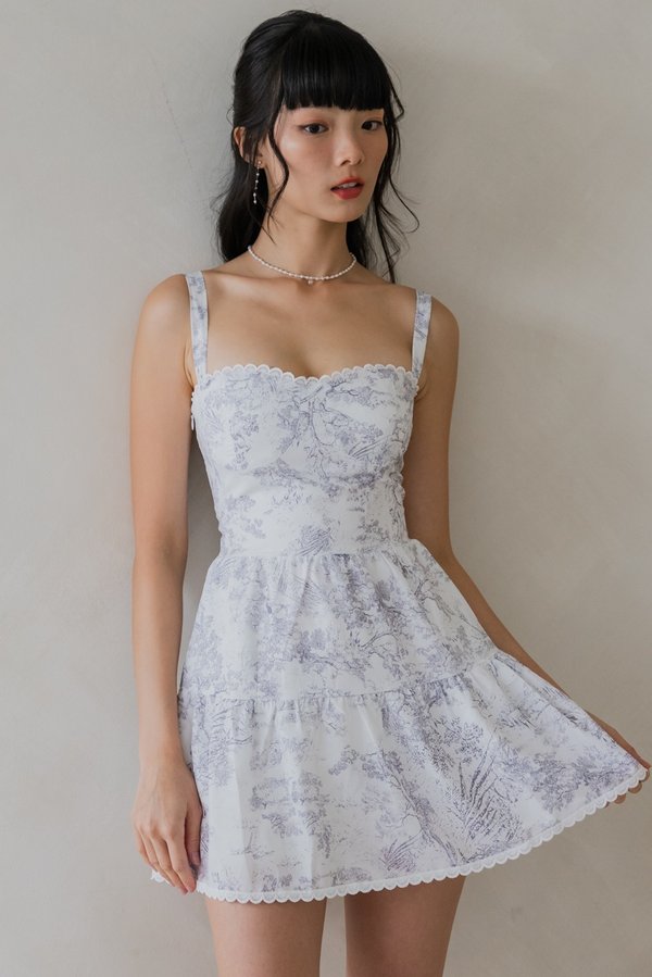 Seona Lace Padded Romper Dress (French x Grey)