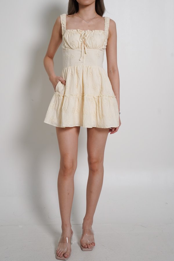 Avelina Crotchet Padded Romper Dress (Buttermilk)