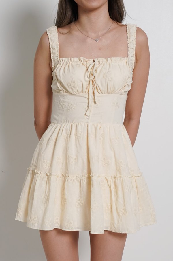 Avelina Crotchet Padded Romper Dress (Buttermilk)