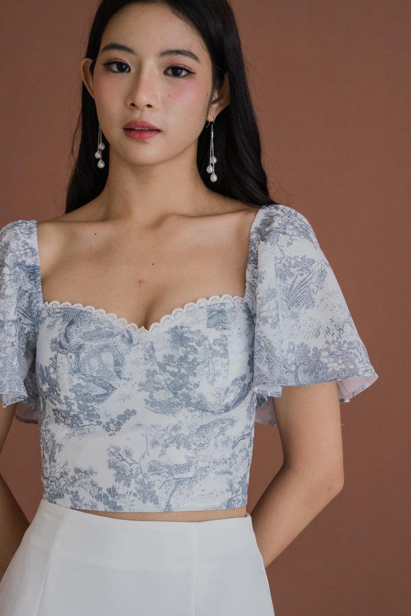 Savana Lace Padded Top (French x Blue Grey)