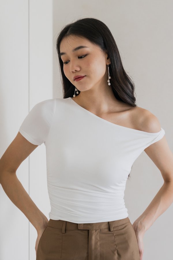 Zora One Shoulder Padded Top (White) Zora One Shoulder Padded Top (White)